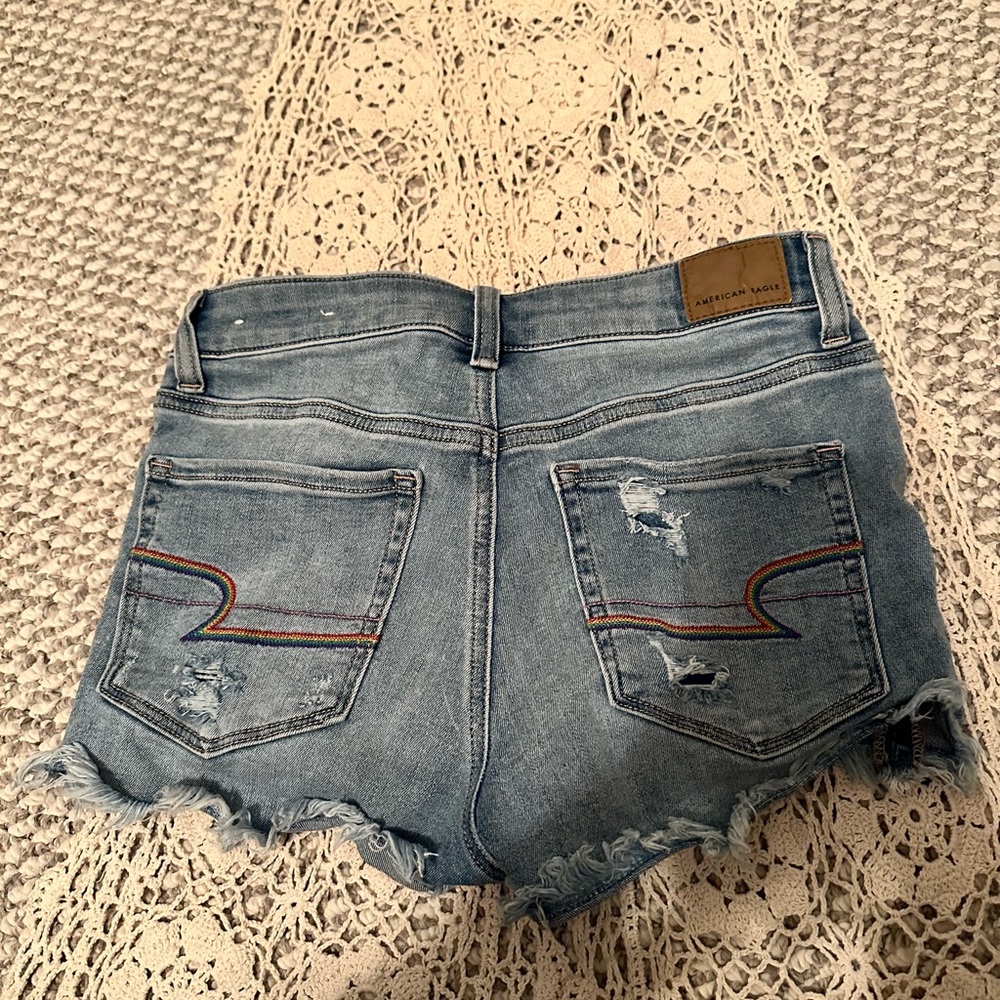 🌈 American Eagle Jean Shorts - Rainbow Stitching